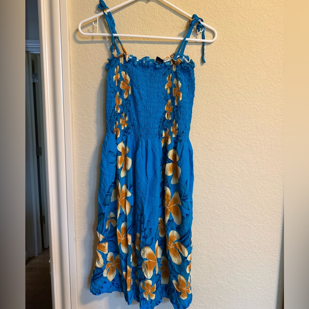 Blue Floral Hawaiian swim cover up
